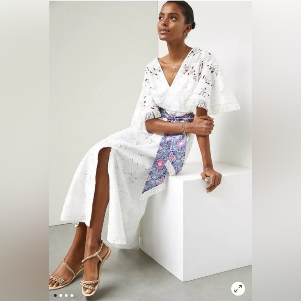 Anthropologie Dresses | New Sachin + Babi White Lace Maxi Dress Size 2